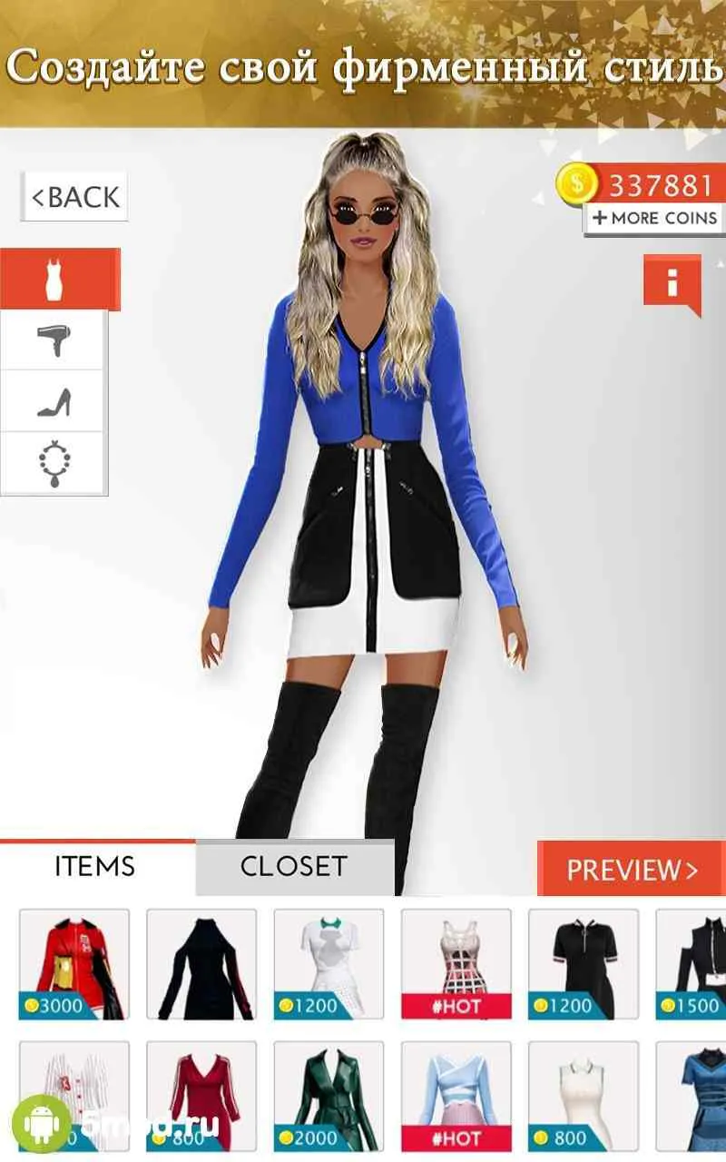 Ảnh 4 của Tải game International Fashion Stylist Mod APK 6.2 (Menu, Vô Hạn Tiền) Giao diện game hiển thị các tùy chọn trang điểm và kiểu tóc cho nhân vật