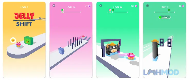 Ảnh 1 của Tải Jelly Shift Mod Apk v1.8.54 (God Mode) cho Android iOs Giao diện lối chơi Jelly Shift với viên thạch đang di chuyển qua chướng ngại vật