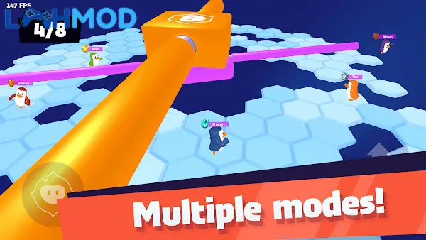 Ảnh 4 của JustFall.LOL MOD APK 1.150 (Mod Menu) cho Android iOS Cận cảnh chú chim cánh cụt đang di chuyển trên các khối lục giác