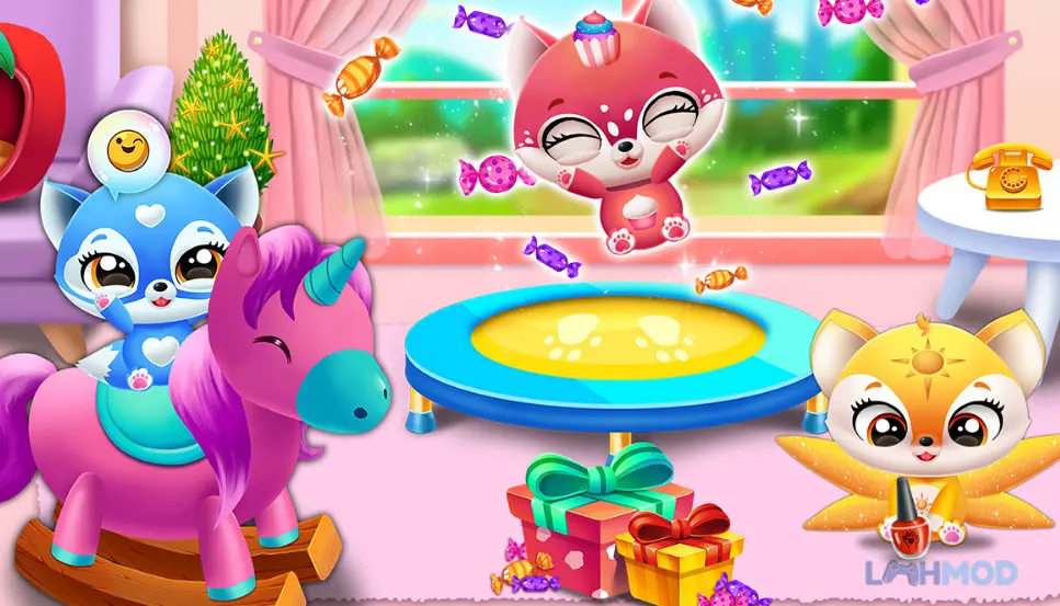 Ảnh 1 của Tải Kitty Pet Friend My Cat House Mod Apk 2.01 (Miễn phí Phần thưởng) cho Android iOs Cảnh mèo con đang chơi đùa trong ngôi nhà được trang trí