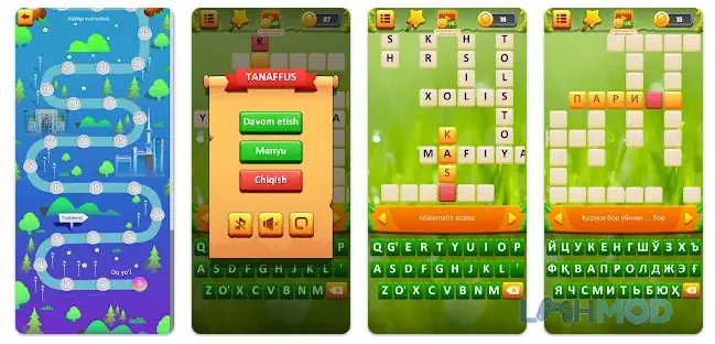 Ảnh 2 của Tải Krossvord Klassik Mod Apk 0.5 (Vô Hạn Tiền) cho Android iOs Giao diện trò chơi Krossvord Klassik với lưới ô chữ và các từ cần tìm