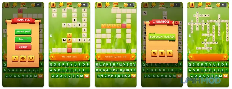 Ảnh 3 của Tải Krossvord Klassik Mod Apk 0.5 (Vô Hạn Tiền) cho Android iOs Màn hình lựa chọn ngôn ngữ trong game Krossvord Klassik, hiển thị các tùy chọn