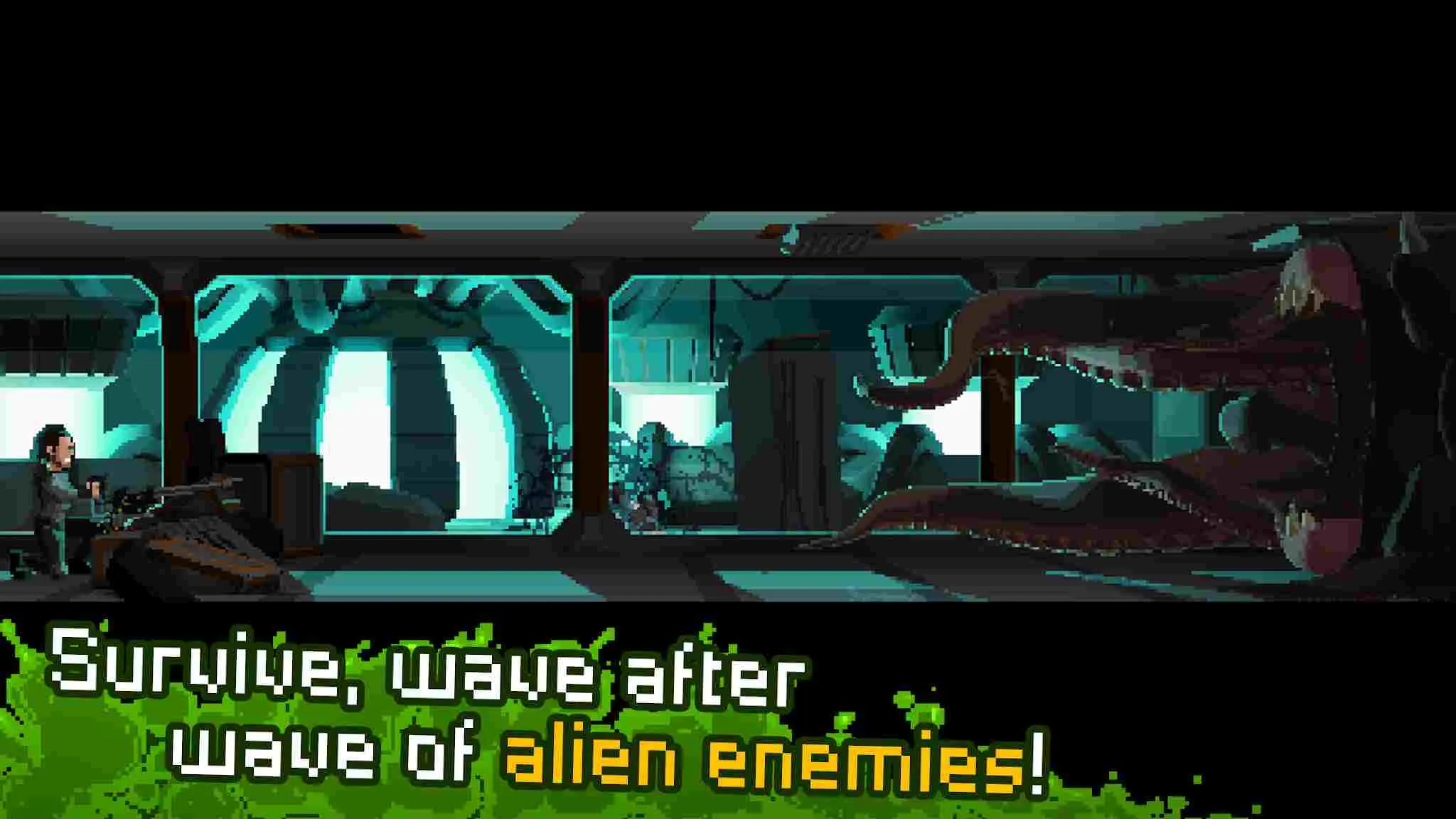 Ảnh 2 của Tải game Let Them Come Mod APK 1.0.51 (Vô Hạn Tiền) Giao diện chính và dàn quái vật đang đổ bộ trong Let Them Come Mod