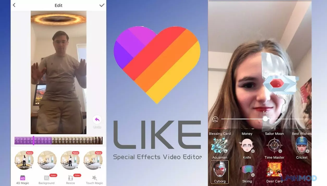 Ảnh 2 của Tải ứng dụng Likee Mod Apk 3.32.5 (Không giới hạn Fans/Likes/Video)cho Android iOs Giao diện chỉnh sửa video và hiệu ứng trên Likee