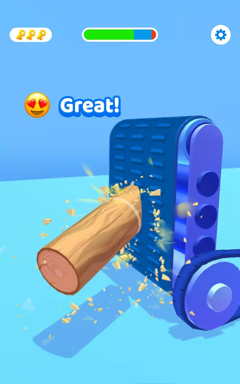 Ảnh 3 của Log Thrower 3D Mod APK 1.2.5 (Menu, Mở Khóa, Vô Hạn Tiền) Cảnh mài vũ khí trong Log Thrower 3D Mod để tạo ra sát thương
