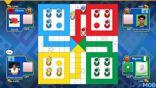 Ảnh 3 của Tải Ludo King MOD APK v8.8.0.301 (Miễn Phí Vật Phẩm) cho Android iOS Quân cờ Ludo King trên bàn cờ chuẩn bị di chuyển