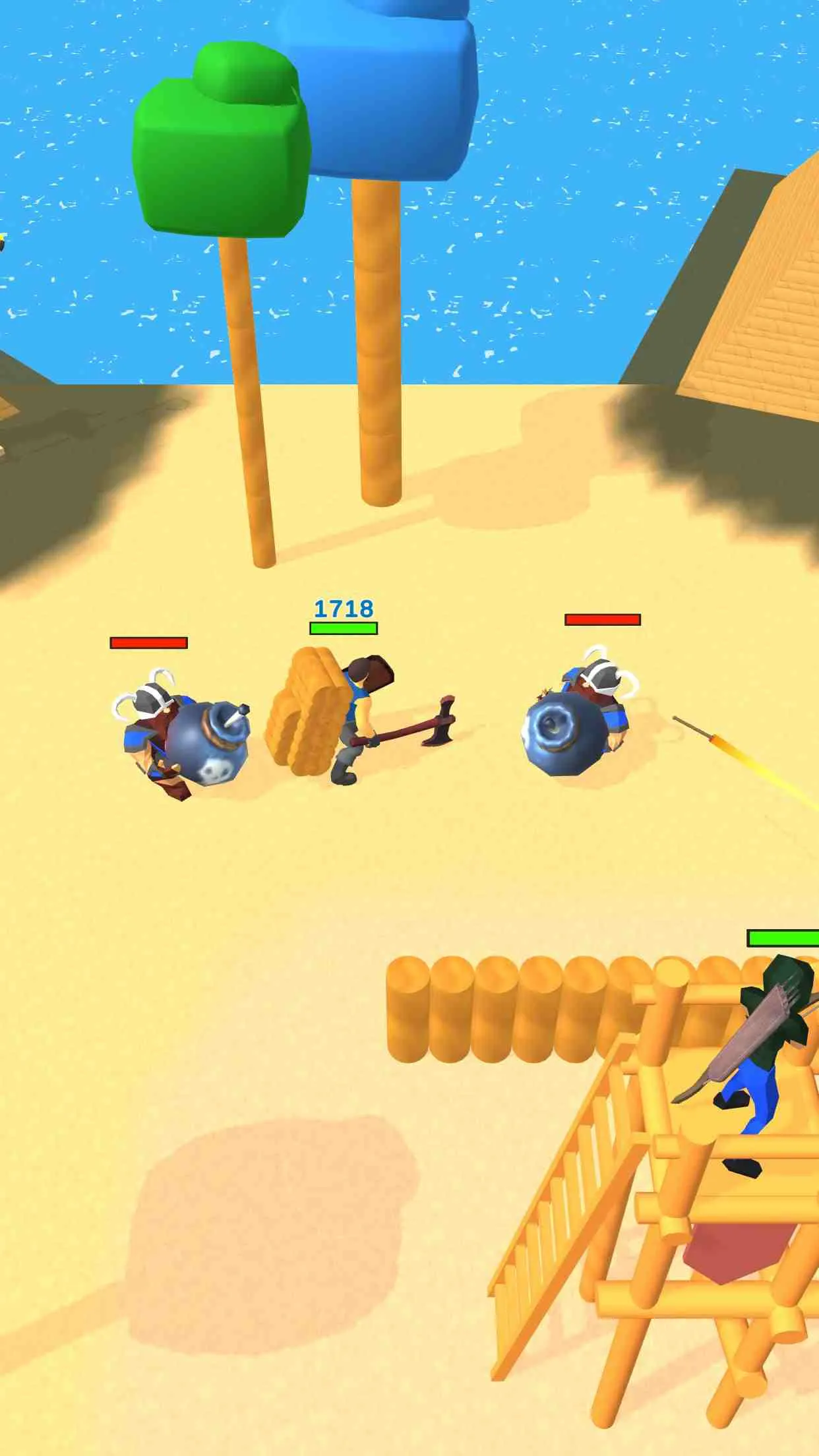 Ảnh 2 của Tải game Lumbercraft Mod APK 2.3.1 (Vô Hạn Tiền) Giao diện trong game Lumbercraft với nhân vật đang chặt cây