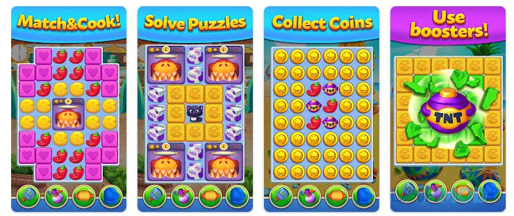 Ảnh 2 của Tải Match Cafe Apk 1.1.52 cho Android iOs Giao diện bếp và các món ăn trong Match Cafe