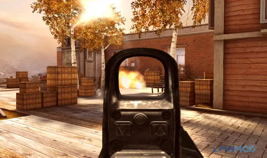 Ảnh 4 của Tải MC3 Apk 1.1.4g cho Android iOs Trận chiến nhiều người chơi trong Modern Combat 3, thể hiện sự hỗn loạn và tính cạnh tranh