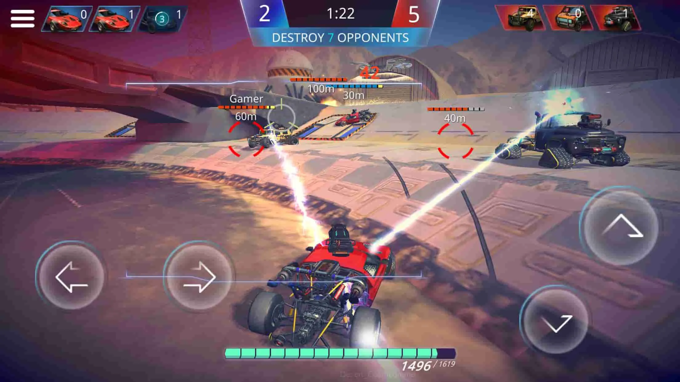 Ảnh 6 của Tải game METAL MADNESS PvP Mod APK 0.40.2 (Bất tử, onehit, sát thương cao) Màn hình chọn xe và vũ khí trong METAL MADNESS PvP mod