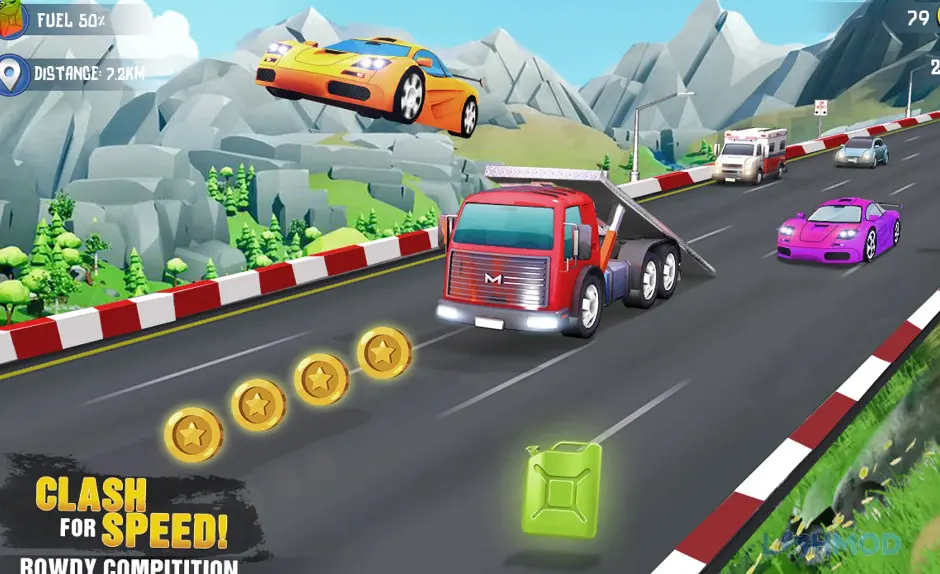 Ảnh 1 của Tải Mini Car Racing Game Legends Apk 5.9.1 cho Android iOs Cận cảnh một chiếc xe đua mini với thiết kế mạnh mẽ trên đường đua