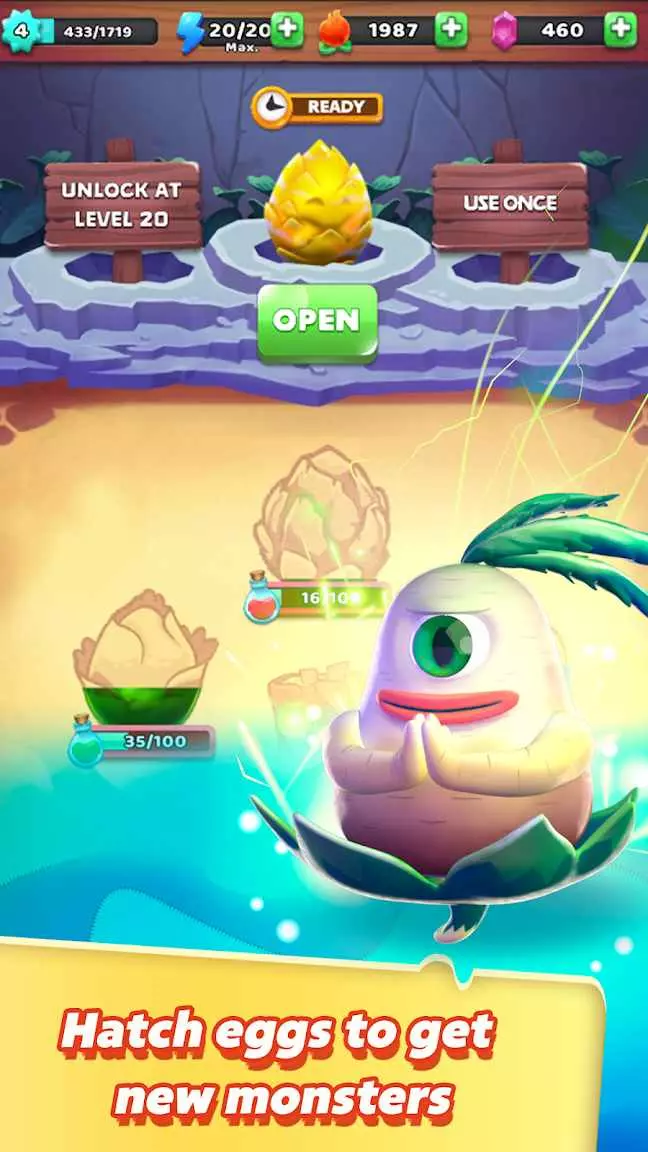 Ảnh 2 của Tải game Monster Tales Mod APK 0.4.100 (Menu, Sát Thương, Bất Tử) Quái vật trong Monster Tales đang tấn công trong trận đấu match-3