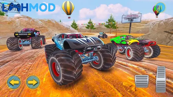 Ảnh 3 của Monster Truck – Offroad Games APK 1.0.3 Android iOS Một chiếc xe tải quái vật đang vượt chướng ngại vật khó khăn