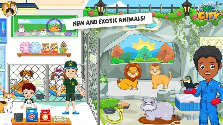 Ảnh 2 của Tải game My City: Animal Shelter Apk 1.3.0 cho Android iOs Các nhân vật trong My City: Animal Shelter đang tương tác với thú cưng trong bệnh viện