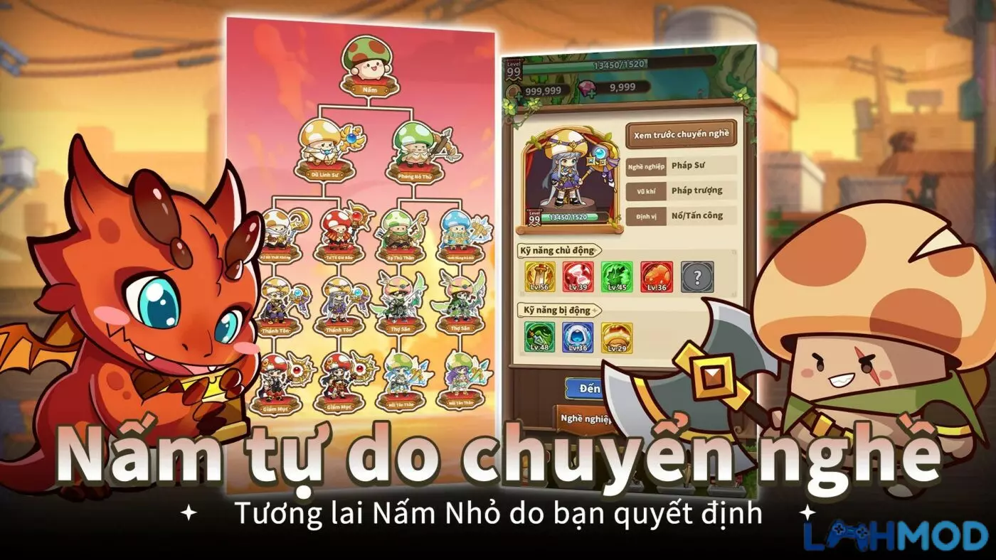 Ảnh 4 của Tải Hack Nấm Lùn Tiến Lên Apk 2.0.28 (Mod menu, Mở khóa) Các lựa chọn nghề nghiệp đa dạng cho nhân vật nấm trong game nhập vai Nấm Lùn Tiến Lên