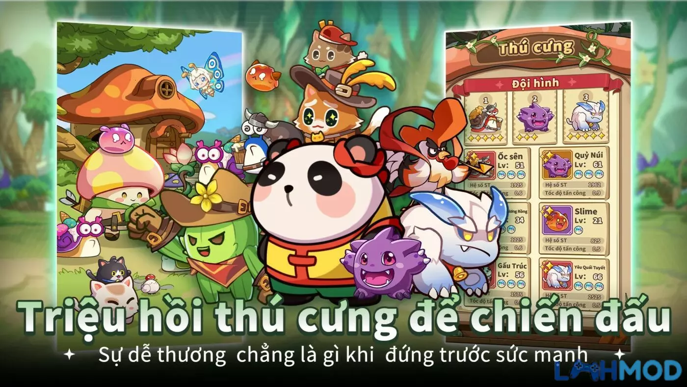 Ảnh 5 của Tải Hack Nấm Lùn Tiến Lên Apk 2.0.28 (Mod menu, Mở khóa) Hệ thống thú cưng phong phú đồng hành cùng nấm chiến binh trong cuộc phiêu lưu
