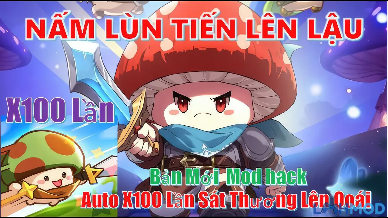 Ảnh 7 của Tải Hack Nấm Lùn Tiến Lên Apk 2.0.28 (Mod menu, Mở khóa) Hình ảnh nhân vật nấm sử dụng kỹ năng tấn công với sát thương lớn trong game