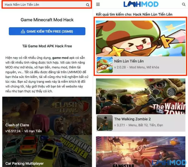 Ảnh 9 của Tải Hack Nấm Lùn Tiến Lên Apk 2.0.28 (Mod menu, Mở khóa) Tìm kiếm "Hack Nấm Lùn Tiến Lên Apk" trên thanh công cụ của trang web
