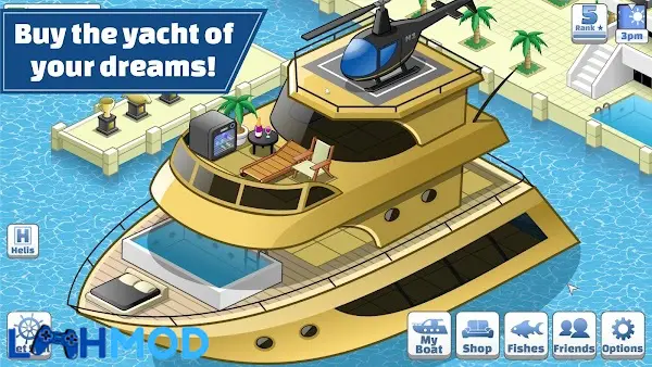 Ảnh 2 của Nautical Life MOD APK 2.317 (Vô hạn tiền) Android iOS Một ngư dân đang điều khiển du thuyền ra khơi trong Nautical Life MOD