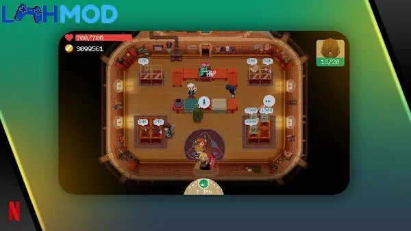 Ảnh 3 của Tải NETFLIX Moonlighter APK 1.13.40 cho Android iOS Một cảnh Will đang quản lý cửa hàng của mình, bán đồ cho khách