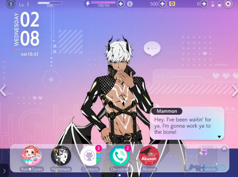 Ảnh 4 của Tải Obey Me Nightbringer Mod Apk 1.0.7 (God Mode, Always Perfect) cho Android iOs Obey Me Nightbringer Mod giao diện các nhân vật đang tương tác với nhau