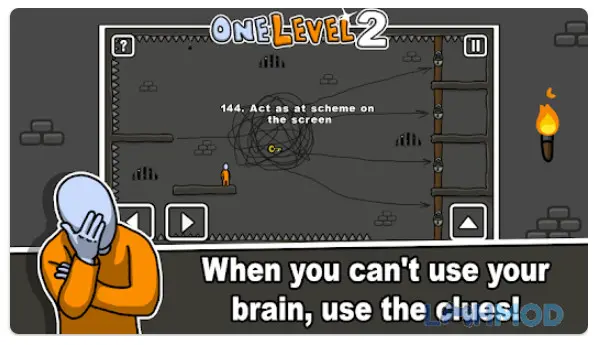 Ảnh 3 của Tải One Level 2: Stickman Jailbreak Mod 1.8.3 (Mở khóa All) Android Tommy đang tính toán một đường đi phức tạp để trốn thoát