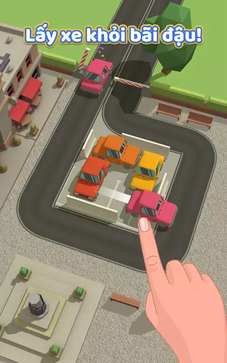 Ảnh 1 của Tải game Parking Jam 3D Mod APK 0.119.1 (Vô Hạn Tiền) Hình ảnh gameplay Parking Jam 3D Mod cho thấy bãi đỗ xe chật kín