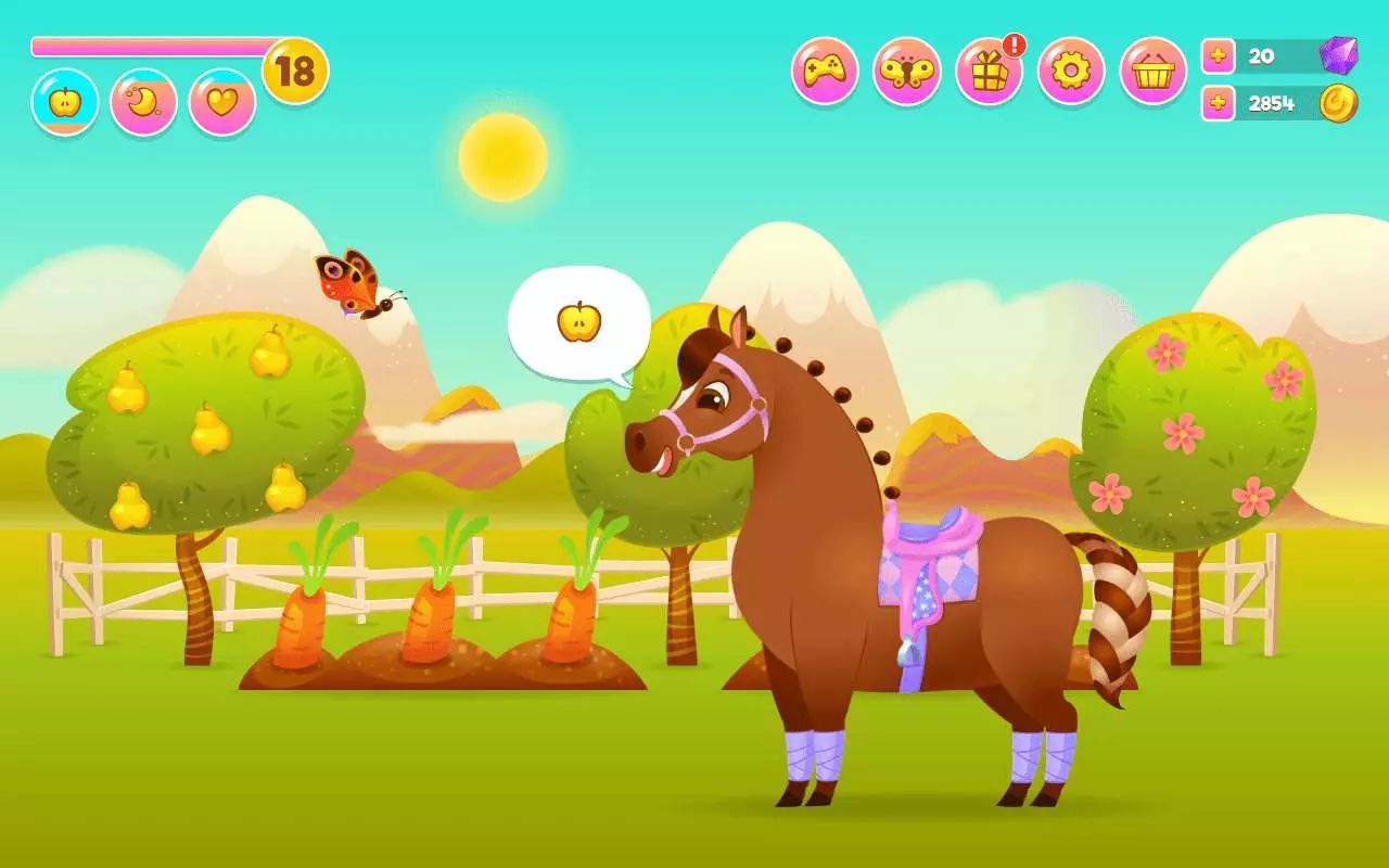 Ảnh 2 của Tải game Pixie the Pony Mod APK 1.50 ( Vô hạn tiền ) Chú ngựa Pixie đang tận hưởng khung cảnh yên bình trong game
