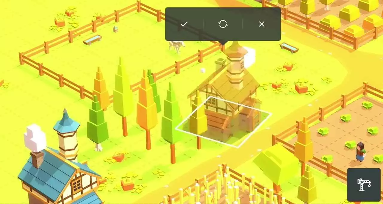 Ảnh 4 của Tải game Pocket Build Mod APK 3.92 (Menu, Vô Hạn Tiền) Alt text mô tả một thị trấn giả tưởng với các công trình phức tạp và nhiều người dân hoạt động