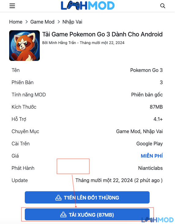 Ảnh 9 của Tải Game Pokemon Go 3 Mod Apk Dành Cho Android Nút tải xuống file cài đặt game Pokemon Go 3