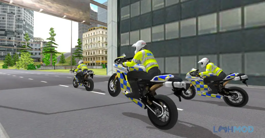 Ảnh 2 của Tải Police Motorbike Simulator 3D Apk 1.50 cho Android iOs Cảnh sát đang lái mô tô tuần tra trên đường phố thành phố nhộn nhịp