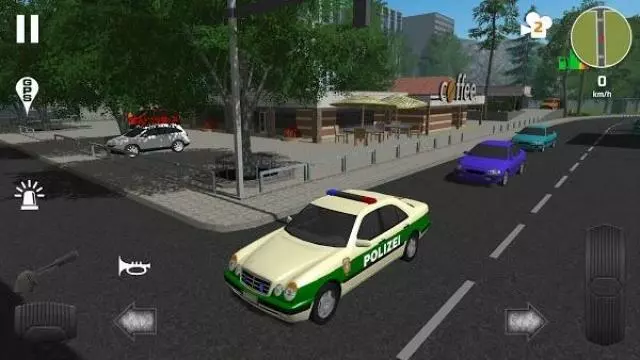 Ảnh 3 của Tải game Police Patrol Simulator Mod APK 1.3 (Menu, Vô Hạn Tiền) Xe cảnh sát đang truy đuổi một phương tiện vi phạm luật giao thông