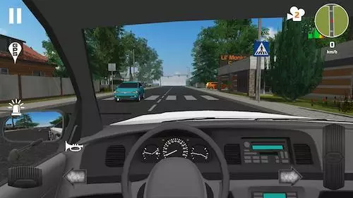 Ảnh 4 của Tải game Police Patrol Simulator Mod APK 1.3 (Menu, Vô Hạn Tiền) Giao diện buồng lái xe cảnh sát với các nút điều khiển chân thực