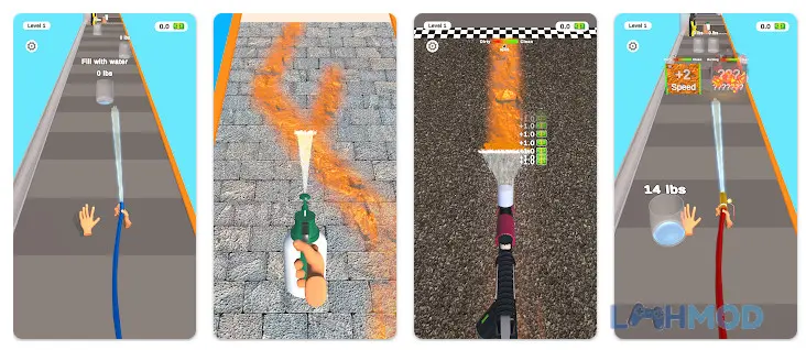 Ảnh 2 của Tải Pressure Washing Run Mod Apk 2.1.0 (Vô Hạn Tiền) cho Android iOs Người chơi đang trải nghiệm làm sạch khu vực trong game Pressure Washing Run Mod