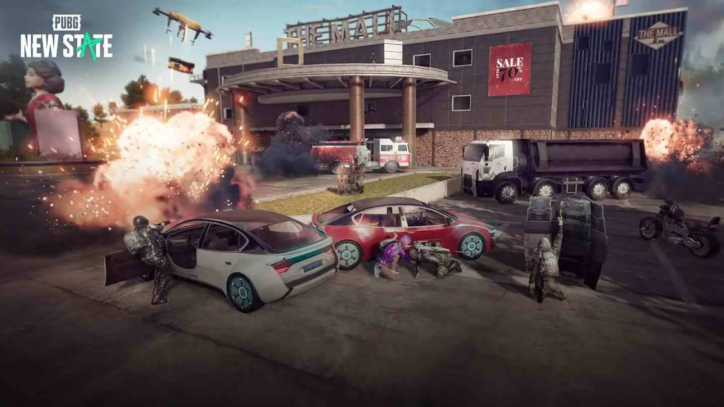 Ảnh 3 của Tải game PUBG: NEW STATE Mod APK 0.9.39.330 (Vô Hạn Tiền) Giao diện điều khiển và hành động trong game PUBG NEW STATE