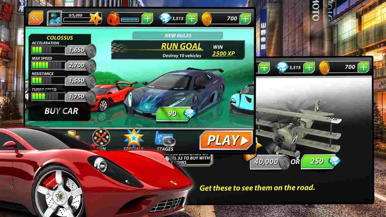 Ảnh 2 của Tải Racing Fever Mod APK 2.0.0 (Vô Hạn Tiền/Money) Màn hình giao diện game Racing Fever Mod với nhiều xe và tùy chọn