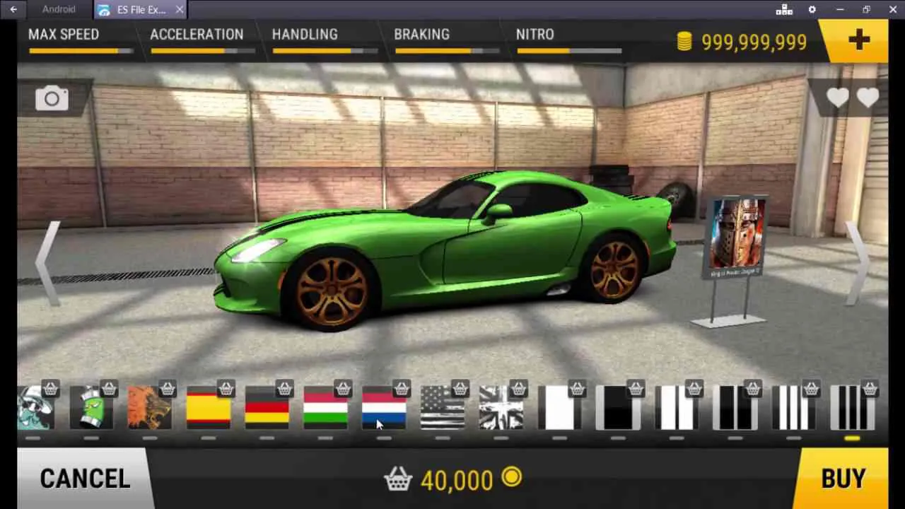 Ảnh 3 của Tải Racing Fever Mod APK 2.0.0 (Vô Hạn Tiền/Money) Giao diện tùy chỉnh xe trong Racing Fever Mod với nhiều lựa chọn