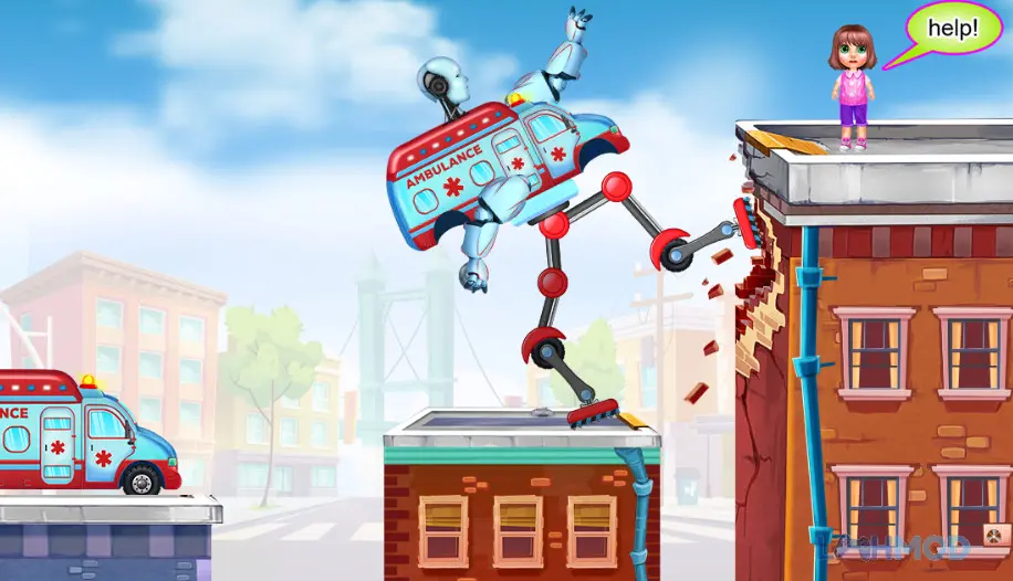 Ảnh 2 của Tải Robo Rescue Apk 1.3 cho Android iOs Góc nhìn từ trên xuống trong Robo Rescue: Ambulance Robot