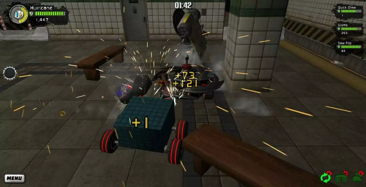 Ảnh 8 của Robot Fighting 2 Mod APK 2.6.1 (Menu, Mở Khóa, Vô Hạn Tiền) Ba robot đang giao tranh hỗn loạn trong một đấu trường