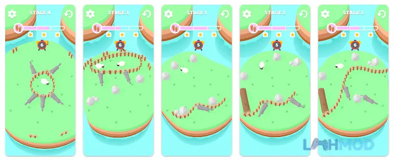 Ảnh 2 của Tải Save the Sheep 3D Apk 0.4.1 cho Android iOs Giao diện chơi game Save the Sheep 3D với các chướng ngại vật đầy màu sắc