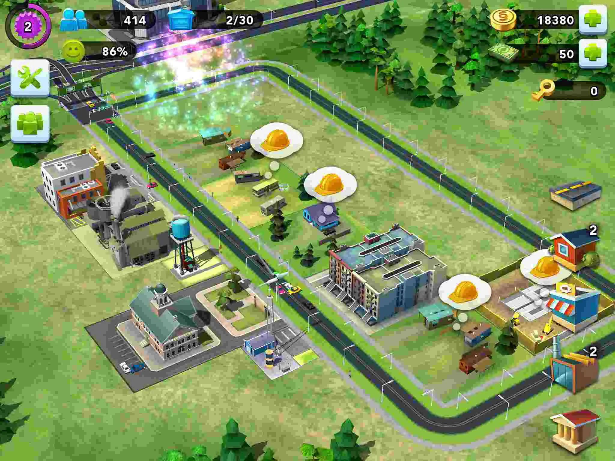 Ảnh 2 của Tải SimCity BuildIt Mod APK 1.44.2.108381 (Vô Hạn Tiền) Khung cảnh một thành phố SimCity BuildIt đang được xây dựng với nhiều công trình