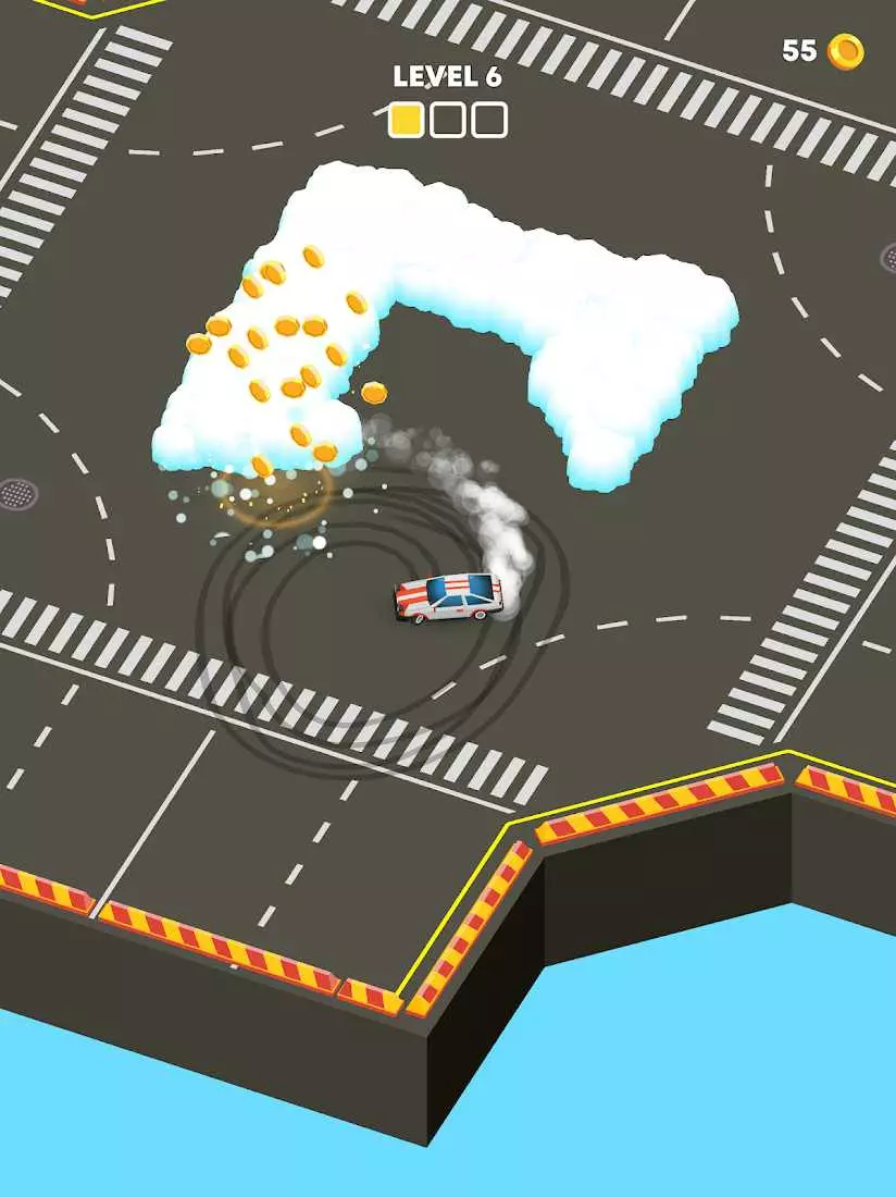 Ảnh 3 của Tải game Snow Drift Mod APK v1.0.34 (Mở Khoá Tất Cả Xe) Xe bán tải màu xanh đang drift qua lớp tuyết dày trong Snow Drift Mod