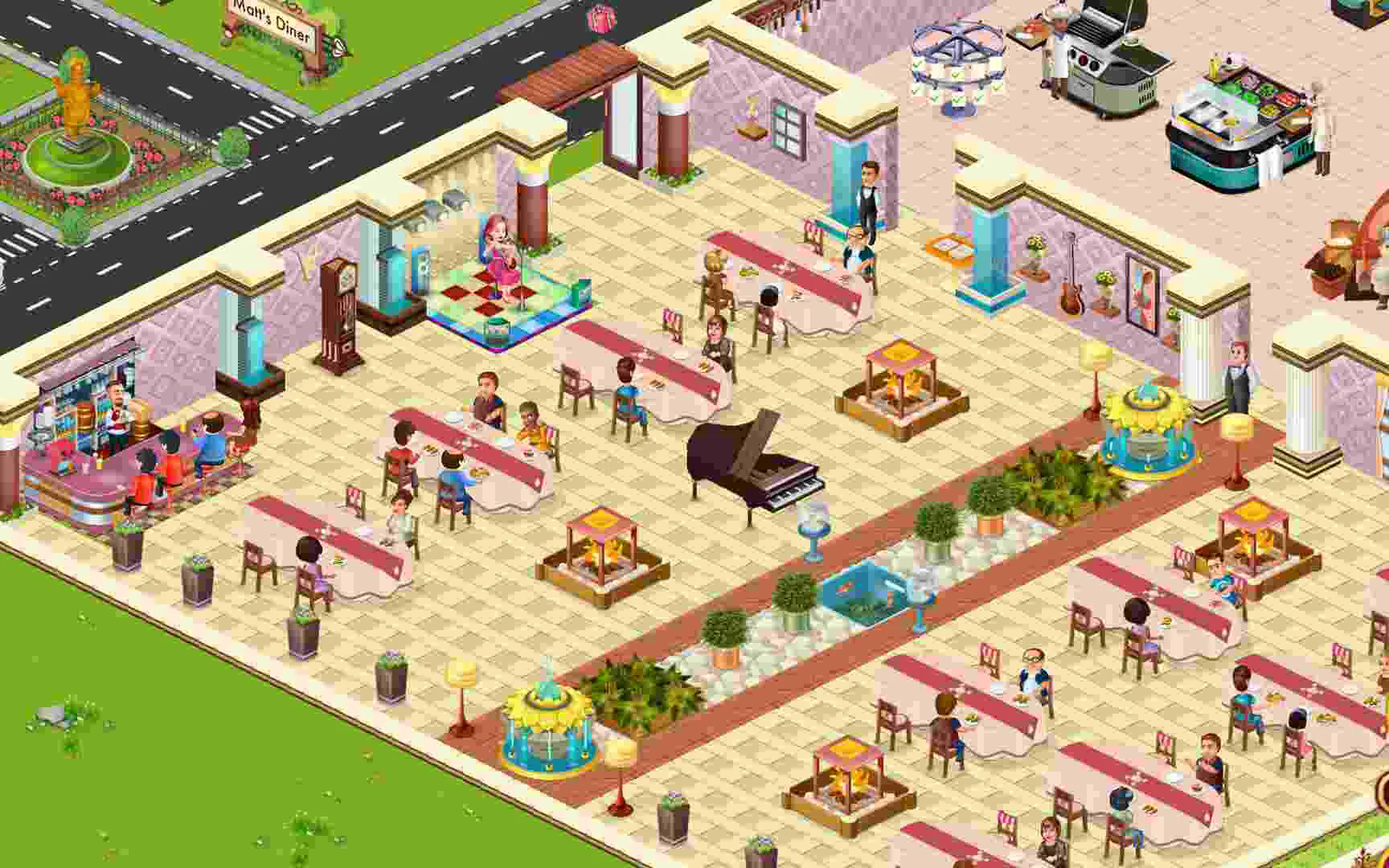Ảnh 5 của Star Chef Mod APK 2.25.37 (Mở khóa vật phẩm/Nhiều kinh nghiệm) Thiết kế nội thất hiện đại của nhà hàng trong Star Chef Mod