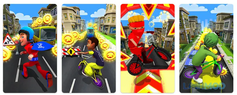 Ảnh 6 của Tải Subway run 2 Apk 1.3.0 cho Android iOs Góc nhìn từ trên cao xuống nhân vật đang chạy trên đường ray, tránh xe buýt