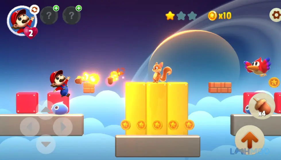 Ảnh 3 của Tải Super Run World Bro Adventure Apk 0.8.43 cho Android iOs Màn hình Super Run World: Bro Adventure với các nút điều khiển