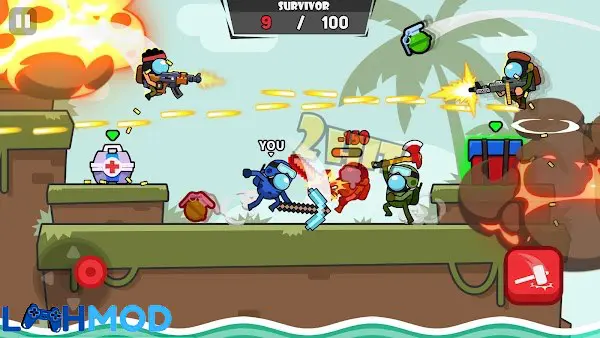 Ảnh 2 của Survivor Impostor:BattleRoyal MOD APK 1.0.20 (Mua sắm) Hệ thống vũ khí và trang bị trong Survivor Impostor: BattleRoyal MOD