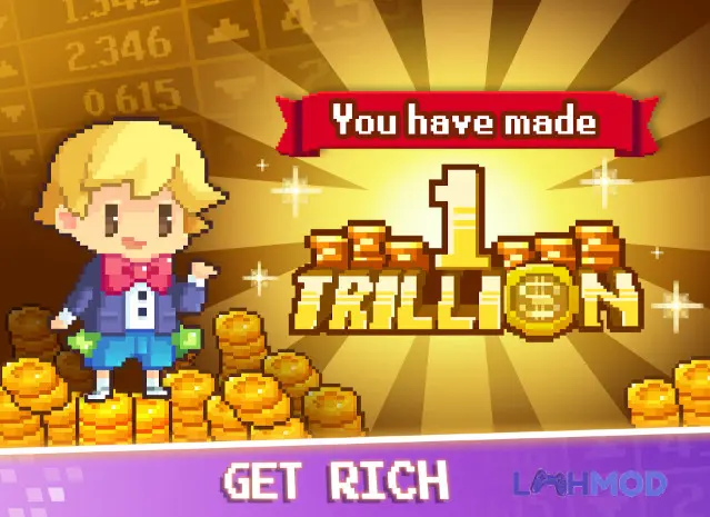 Ảnh 3 của Tải Tap Tap Trillionaire Mod v1.25.6 (Mua sắm miễn phí) Android iOs Màn hình Tap Tap Trillionaire hiển thị giao diện văn phòng và trader