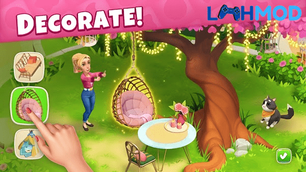 Ảnh 2 của Tasty Makeover MOD APK 1.2.3.2388 (Không giới hạn sao, xu, cuộc sống) Cảnh game Tasty Makeover với giao diện giải đố và trang trí