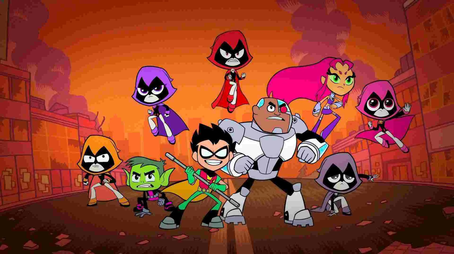 Ảnh 1 của Tải Teen Titans GO Figure Mod APK 1.1.10 (Vô Hạn Tiền) Cảnh chiến đấu 3v3 trong Teen Titans GO Figure, các siêu anh hùng đối đầu kẻ thù