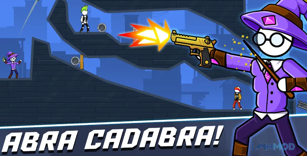 Ảnh 1 của Tải The Gunner Mod Apk 1.3.7.3.3 (Không Quảng Cáo) cho Android iOs Cảnh chơi trong The Gunner Mod với nhân vật người que